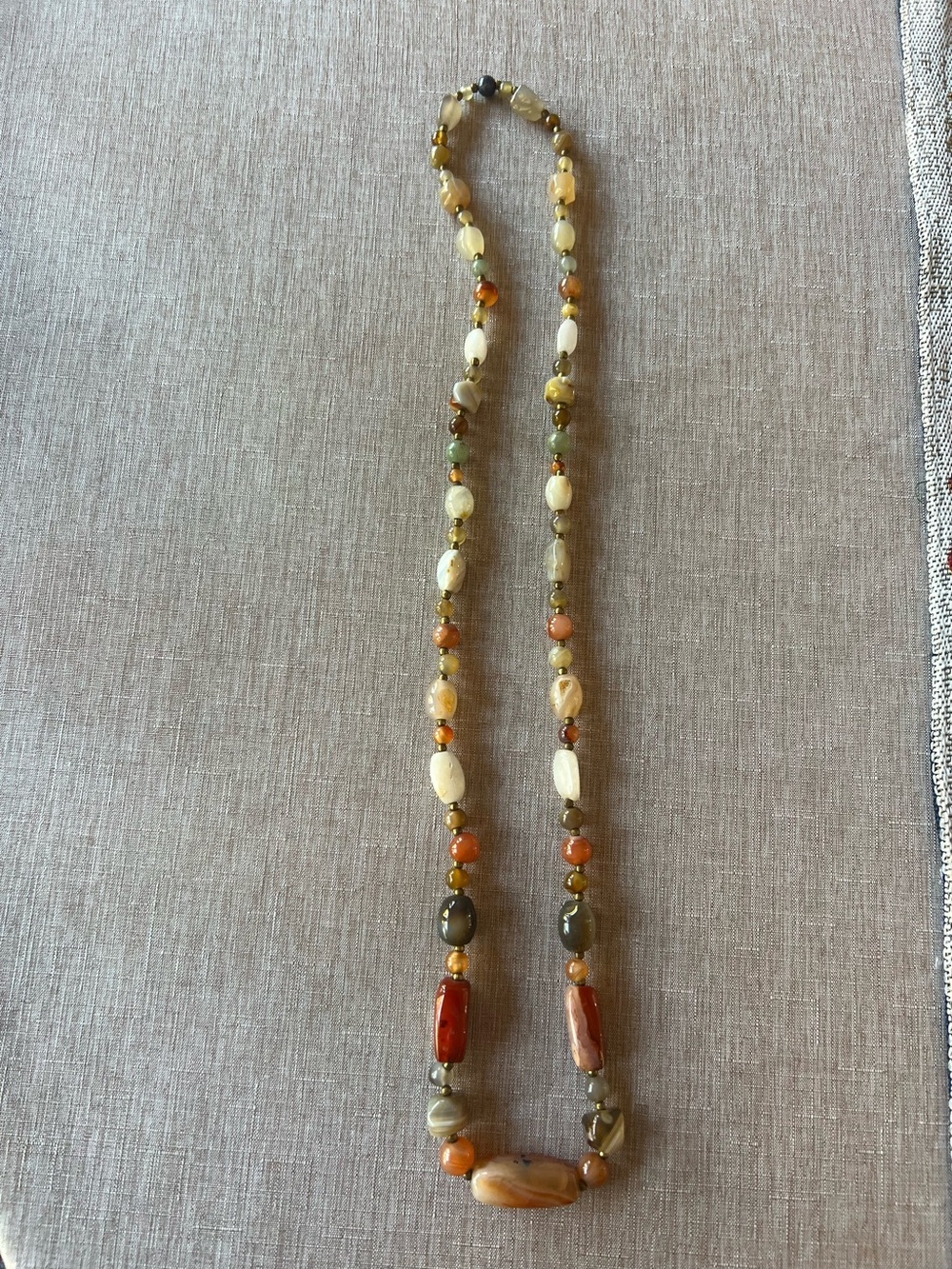 Vintage 36” “Beggar Bead” necklace genuine semi precious stones